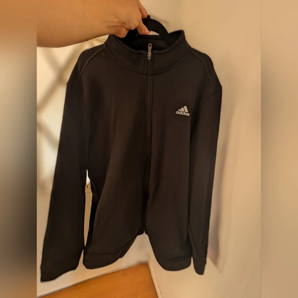 Adidas Golf Black Performance Jacket with Hood and Full-Length Zipper